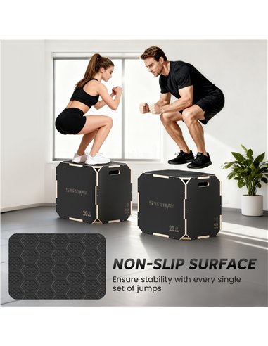 SPORTNOW Non-Slip Plyo Box, Corner-free Wooden Jump Box, 41 x 61 x 51 cm