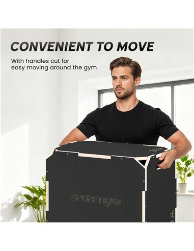 SPORTNOW Non-Slip Plyo Box, Corner-free Wooden Jump Box, 41 x 61 x 51 cm
