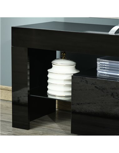 Homcom 1600mm High Gloss Futuristic TV Stand with LED Lights, Black