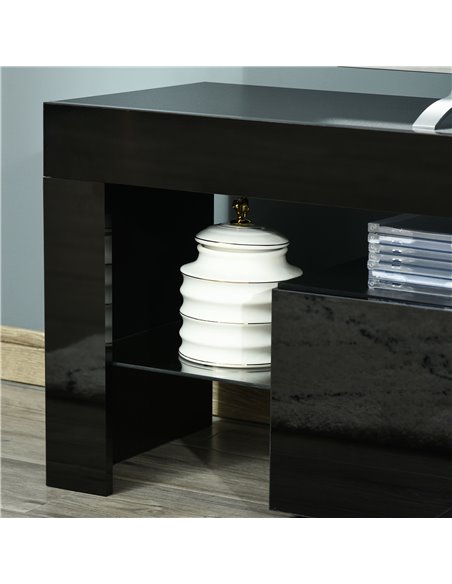Homcom 1600mm High Gloss Futuristic TV Stand with LED Lights, Black - pic 17455 | FastDaddyshop