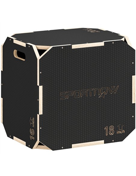 SPORTNOW Non-Slip Plyo Box, Corner-free Wooden Jump Box, 41 x 51 x 48 cm - pic 174552 | FastDaddyshop