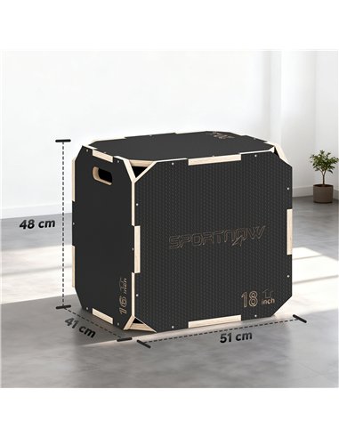 SPORTNOW Non-Slip Plyo Box, Corner-free Wooden Jump Box, 41 x 51 x 48 cm