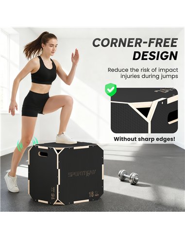 SPORTNOW Non-Slip Plyo Box, Corner-free Wooden Jump Box, 41 x 51 x 48 cm