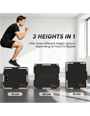 SPORTNOW Non-Slip Plyo Box, Corner-free Wooden Jump Box, 41 x 51 x 48 cm