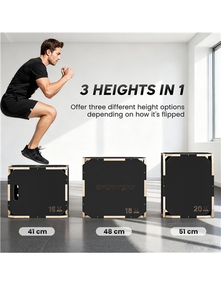 SPORTNOW Non-Slip Plyo Box, Corner-free Wooden Jump Box, 41 x 51 x 48 cm - pic 174556 | FastDaddyshop