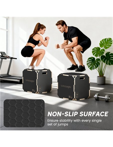 SPORTNOW Non-Slip Plyo Box, Corner-free Wooden Jump Box, 41 x 51 x 48 cm - pic 174557 | FastDaddyshop