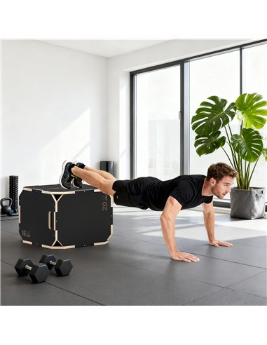 SPORTNOW Non-Slip Plyo Box, Corner-free Wooden Jump Box, 41 x 51 x 48 cm