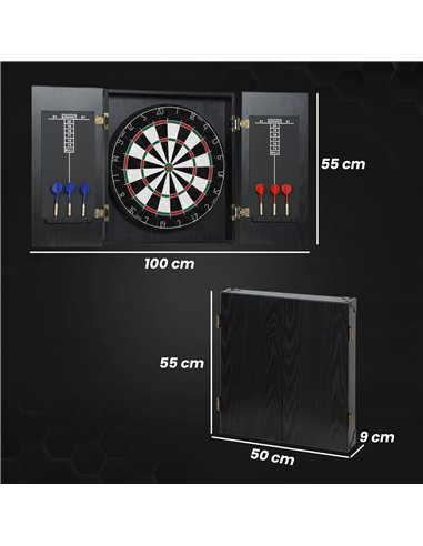 SPORTNOW Bristle Dartboard with Cabinet, 6 Steel Tip Darts, Cabinet