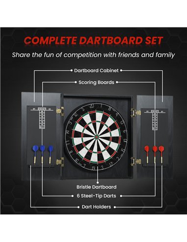 SPORTNOW Bristle Dartboard with Cabinet, 6 Steel Tip Darts, Cabinet
