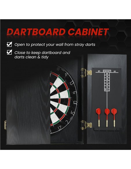 SPORTNOW Bristle Dartboard with Cabinet, 6 Steel Tip Darts, Cabinet - pic 174574 | FastDaddyshop