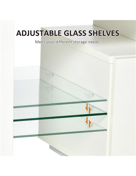 Homcom 1300mm High Gloss Futuristic TV Stand with LED Lights, White - pic 17459 | FastDaddyshop