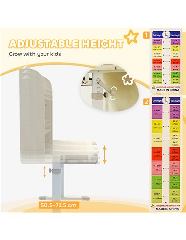 AIYAPLAY Kids Desk Height Adjustable with Tilt-Desktop, Hutch, Drawer, Storage Shelf, Pegboard, for 3-12 Years Old, Natural