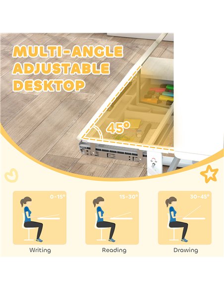 AIYAPLAY Kids Desk Height Adjustable with Tilt-Desktop, Hutch, Drawer, Storage Shelf, Pegboard, for 3-12 Years Old, Natural - pic 174628 | FastDaddyshop
