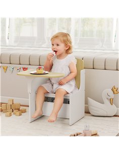 AIYAPLAY Kids Table and Chair Set, Children Desk and Chair with Storage Bins for Playing, Reading, Painting, for Ages 3-5, White 2