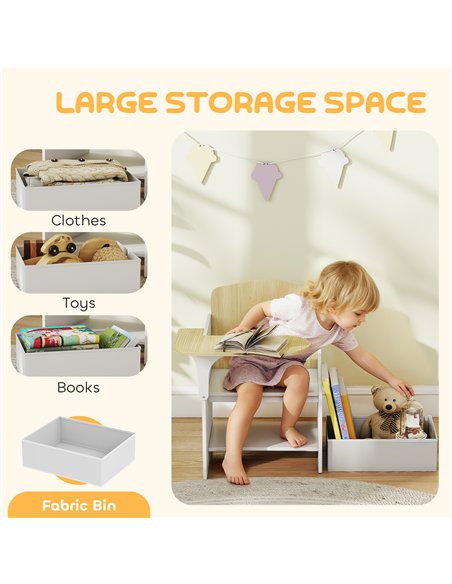 AIYAPLAY Kids Table and Chair Set, Children Desk and Chair with Storage Bins for Playing, Reading, Painting, for Ages 3-5, White - pic 174646 | FastDaddyshop