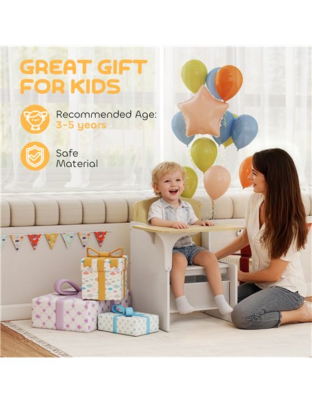 AIYAPLAY Kids Table and Chair Set, Children Desk and Chair with Storage Bins for Playing, Reading, Painting, for Ages 3-5, White - pic 174648 | FastDaddyshop