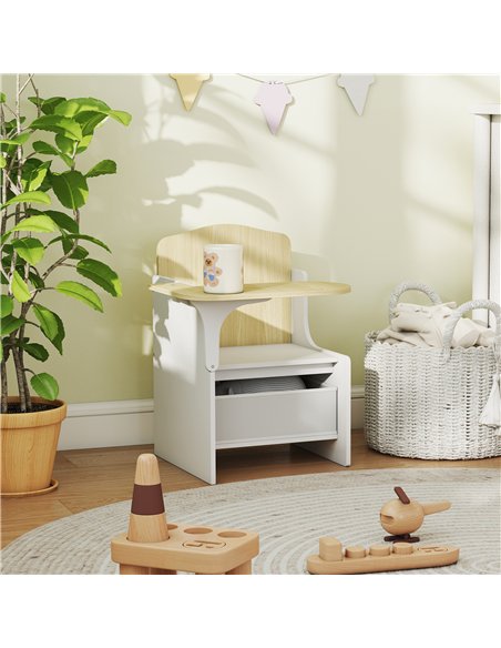 AIYAPLAY Kids Table and Chair Set, Children Desk and Chair with Storage Bins for Playing, Reading, Painting, for Ages 3-5, White - pic 174649 | FastDaddyshop