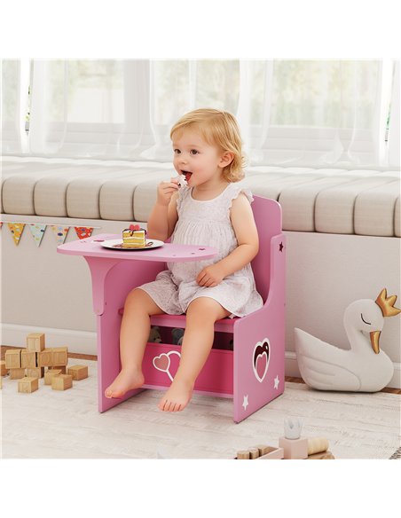 AIYAPLAY Kids Table and Chair Set, Children Desk and Chair with Storage Bins for Playing, Reading, Painting, for Ages 3-5, Pink - pic 174652 | FastDaddyshop