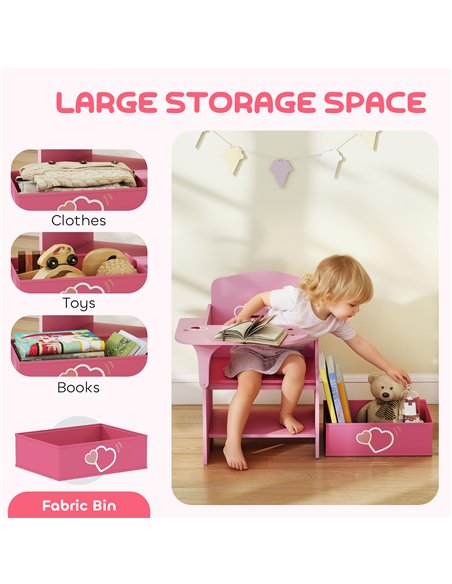AIYAPLAY Kids Table and Chair Set, Children Desk and Chair with Storage Bins for Playing, Reading, Painting, for Ages 3-5, Pink - pic 174655 | FastDaddyshop