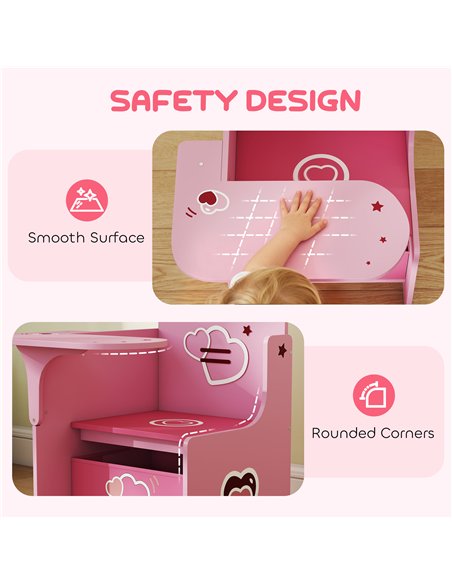 AIYAPLAY Kids Table and Chair Set, Children Desk and Chair with Storage Bins for Playing, Reading, Painting, for Ages 3-5, Pink - pic 174656 | FastDaddyshop