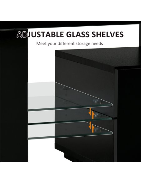 Homcom 1300mm High Gloss Futuristic TV Stand with LED Lights, Black - pic 17466 | FastDaddyshop