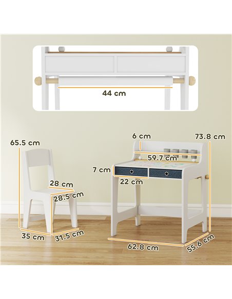 AIYAPLAY Art Table and Chair Set for children, Kids Art Desk and Chair Set with Storage Shelf and Drawers - pic 174662 | FastDaddyshop