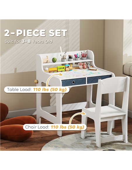 AIYAPLAY Art Table and Chair Set for children, Kids Art Desk and Chair Set with Storage Shelf and Drawers - pic 174665 | FastDaddyshop