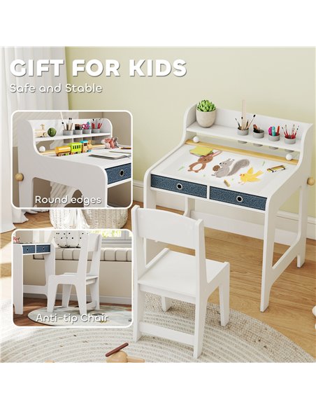 AIYAPLAY Art Table and Chair Set for children, Kids Art Desk and Chair Set with Storage Shelf and Drawers - pic 174666 | FastDaddyshop
