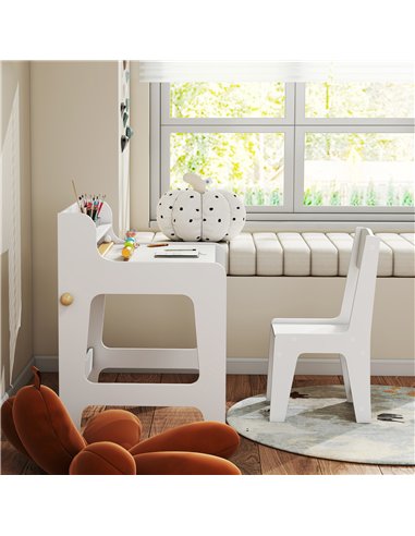 AIYAPLAY Art Table and Chair Set for children, Kids Art Desk and Chair Set with Storage Shelf and Drawers