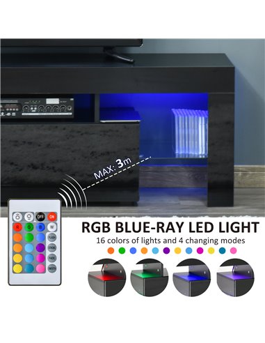 Homcom 1300mm High Gloss Futuristic TV Stand with LED Lights, Black