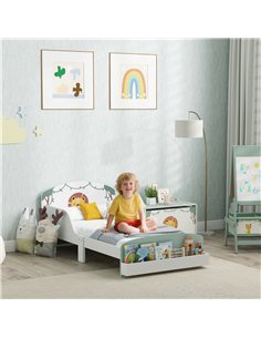 AIYAPLAY Toddler Bed with Storage, Guardrails, Lion Design, for Ages 3-8 Years, Fits 140 x 70cm Mattress, Green 2