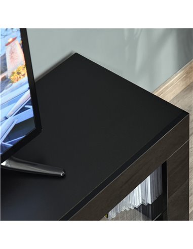 Homcom 1300mm High Gloss Futuristic TV Stand with LED Lights, Black