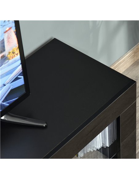 Homcom 1300mm High Gloss Futuristic TV Stand with LED Lights, Black - pic 17469 | FastDaddyshop