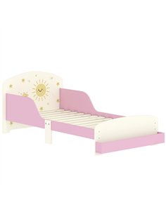 AIYAPLAY Toddler Bed with Storage, Guardrails, Sun Design, for Ages 3-8 Years, Fits 140 x 70cm Mattress,
