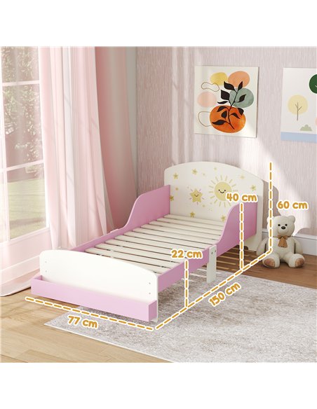 AIYAPLAY Toddler Bed with Storage, Guardrails, Sun Design, for Ages 3-8 Years, Fits 140 x 70cm Mattress, - pic 174698 | FastDaddyshop