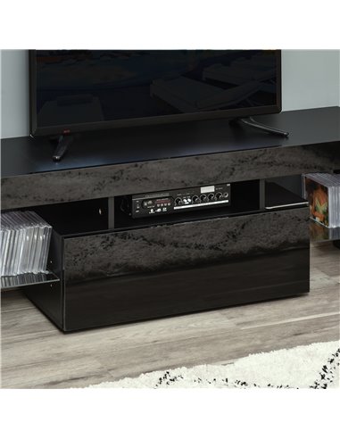 Homcom 1300mm High Gloss Futuristic TV Stand with LED Lights, Black