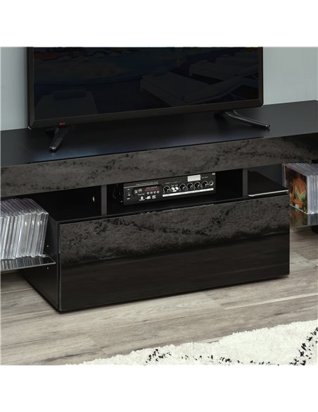 Homcom 1300mm High Gloss Futuristic TV Stand with LED Lights, Black - pic 17470 | FastDaddyshop