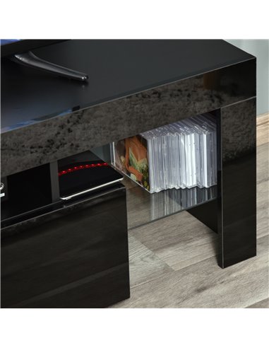 Homcom 1300mm High Gloss Futuristic TV Stand with LED Lights, Black