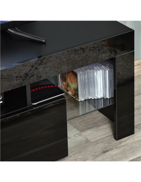 Homcom 1300mm High Gloss Futuristic TV Stand with LED Lights, Black - pic 17471 | FastDaddyshop