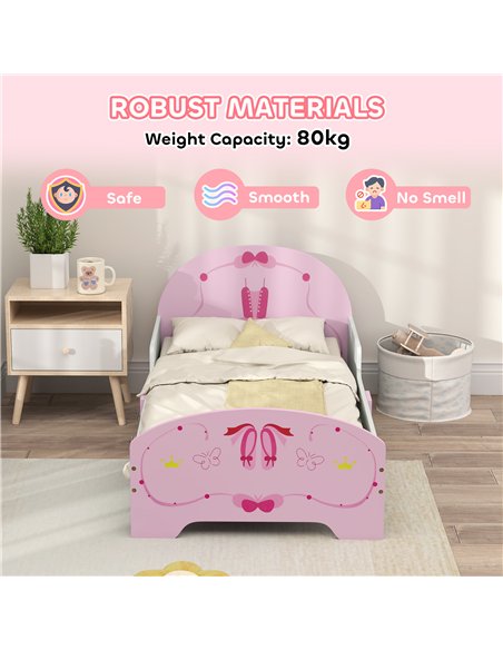 AIYAPLAY Kids Bed with Safety Rails, Kids Clothes Rail, Kids Full Length Mirror, 3 Piece Kids Furniture Set for Bedroom, Pink - pic 174712 | FastDaddyshop