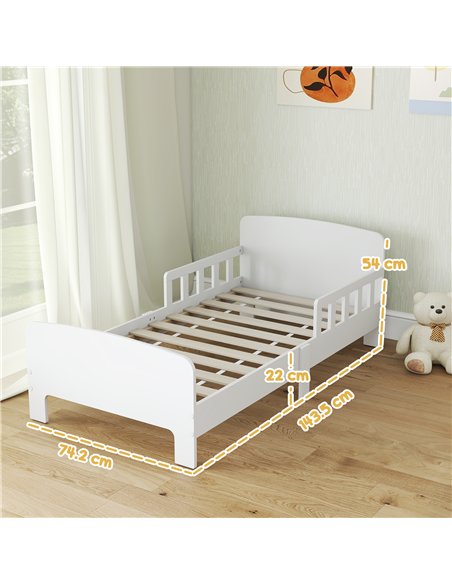 AIYAPLAY Toddler Bed, Kids Bed Frame with Safety Side Rails, Kids Bedroom Furniture for Ages 3-8 Years, White - pic 174716 | FastDaddyshop