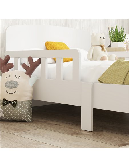 AIYAPLAY Toddler Bed, Kids Bed Frame with Safety Side Rails, Kids Bedroom Furniture for Ages 3-8 Years, White - pic 174720 | FastDaddyshop
