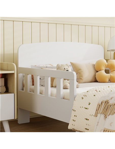 AIYAPLAY Toddler Bed, Kids Bed Frame with Safety Side Rails, Kids Bedroom Furniture for Ages 3-8 Years, White - pic 174721 | FastDaddyshop