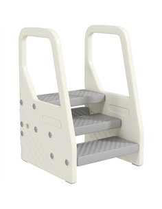 AIYAPLAY Adjustable 3 Step Toddler Tower with Handles, Non-slip Surface and Foot Pads, Grey