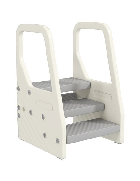 AIYAPLAY Adjustable 3 Step Toddler Tower with Handles, Non-slip Surface and Foot Pads, Grey - pic 174723 | FastDaddyshop