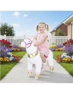 AIYAPLAY Kids Rocking Horse, Plush Walking Horse with Wheels, Ride On Unicorn Toy for Ages 3-5 Years Old, White 2