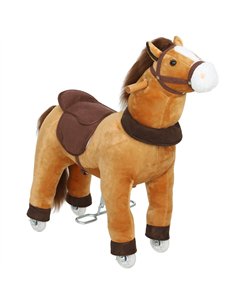 AIYAPLAY Ride On Horse, Plush Walking Horse Toy with Wheels and Saddle for Ages 3-5 Years Old, Brown
