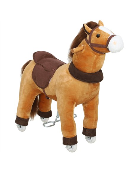 AIYAPLAY Ride On Horse, Plush Walking Horse Toy with Wheels and Saddle for Ages 3-5 Years Old, Brown - pic 174750 | FastDaddyshop