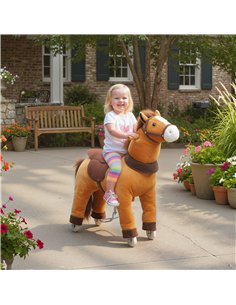 AIYAPLAY Ride On Horse, Plush Walking Horse Toy with Wheels and Saddle for Ages 3-5 Years Old, Brown 2