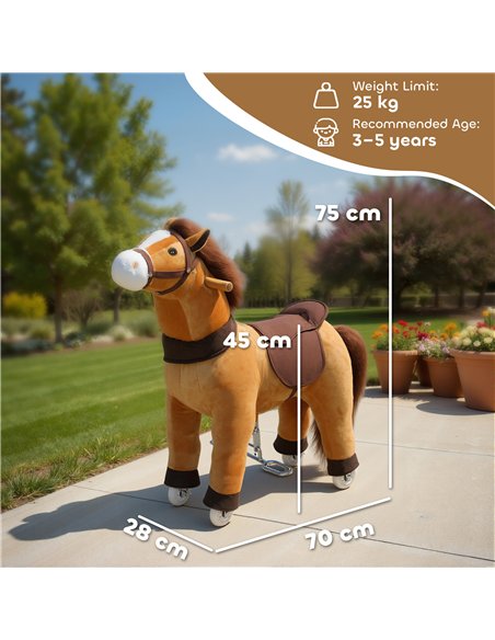 AIYAPLAY Ride On Horse, Plush Walking Horse Toy with Wheels and Saddle for Ages 3-5 Years Old, Brown - pic 174752 | FastDaddyshop